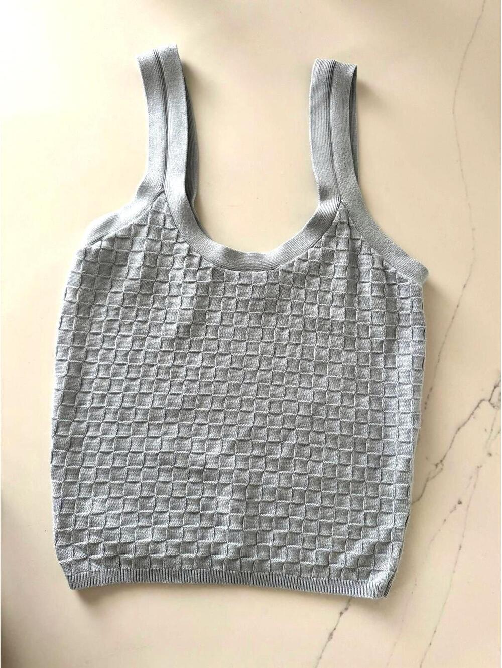 Abercrombie & Fitch Light Blue Textured Knit Tank Top Size Small